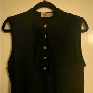 Tory Burch sleeveless black ruffled polo